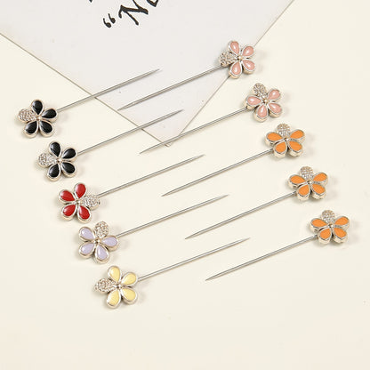 20pcs Colorful Flower Ornaments Fixing Pins Butterfly FivePetal Flower Fashionable OneWord Pin Scarf Fixing Buckle